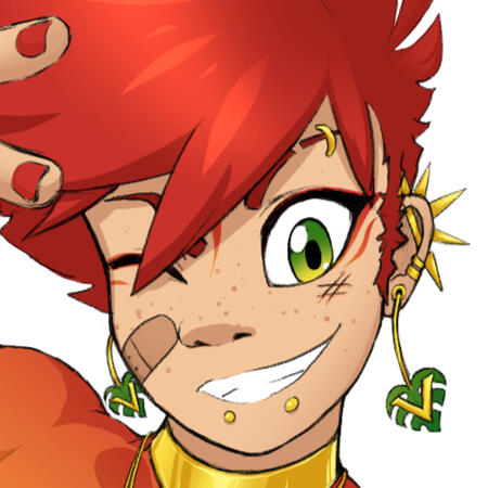 A drawing of ValMonstera's VTuber character winking and looking at the viewer with a grin.