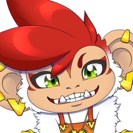 A drawing of ValMonstera's VTuber character winking and looking at the viewer with a grin.